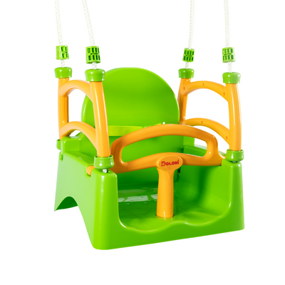 Дитяча підвісна гойдалка Doloni пластикова зелена з помаранчевим бортом 0152/1 фото 1