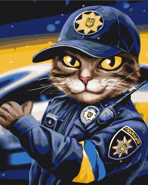 Картина за номерами BrushMe серії Патріот "Поліцейський кіт" Маріяна Пащук 40х50см BS53237 фото 1