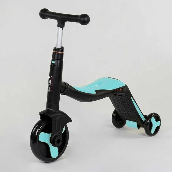 Самокат - біговел - велосипед 3 в 1 Best Scooter підсвічування музика PU колеса блакитний JT 20255 фото 8