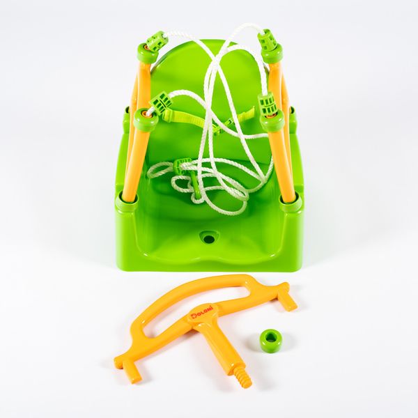 Дитяча підвісна гойдалка Doloni пластикова зелена з помаранчевим бортом 0152/1 фото 4