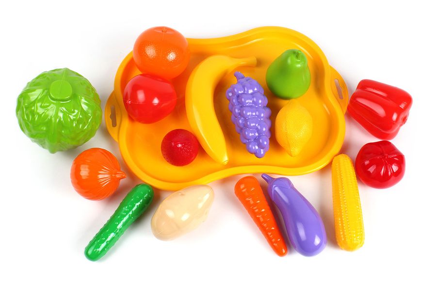 Набір іграшкових фруктів та овочів з підносом ТехноК 16 предметів 5347 фото 2