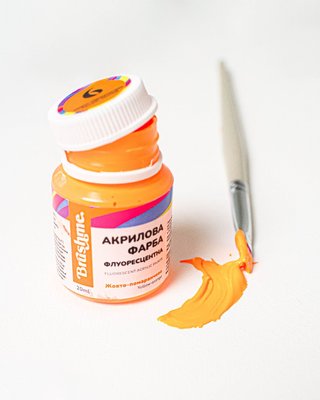 Художественная флуоресцентная акриловая краска BrushMe "Желто-оранжевая" 20 мл FAP06 фото 1