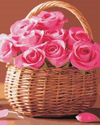 Картина за номерами Rainbow Art "Кошик рожевих троянд" 40х50 см GX34808-RA фото 1