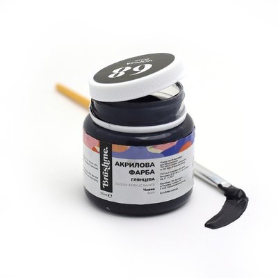 Художня глянсова акрилова фарба BrushMe колір "Чорна" 50 мл AP5068 фото 1