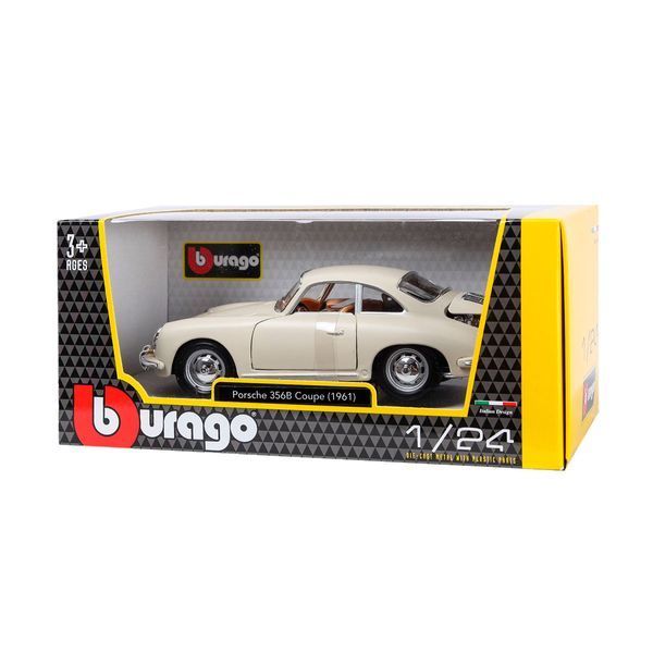 Колекційна модель автомобіля Bburago Porsche 356B (1961), масштаб 1:24, кольору слонової кістки 18-22079 фото 3