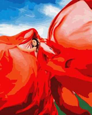 Картина за номерами BrushMe Преміум "Жінка в червоному" 40х50см PBS37565 фото 1