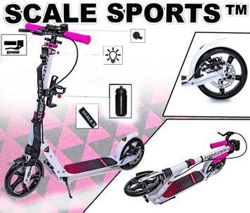 Самокат двоколісний складаний Scale Sports SS-12 дискове гальмо LED ліхтарик білий фото 1