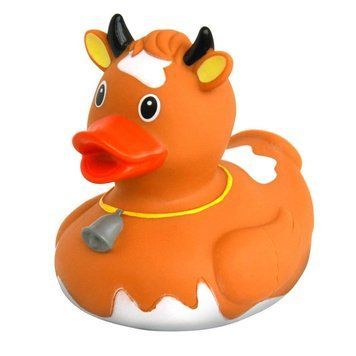 Стильна тематична гумова качечка FunnyDucks "Корова Шоколадка" L1843 фото 1