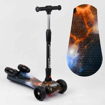 Дитячий самокат з турбінами складаний Best Scooter MAXI | 3 PU колеса 120х40 | музика дим | 65884 фото 1
