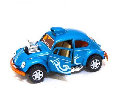 Машинка KINSMART Volkswagen Beetle Custom-Dragracer голубая KT5405W фото 1