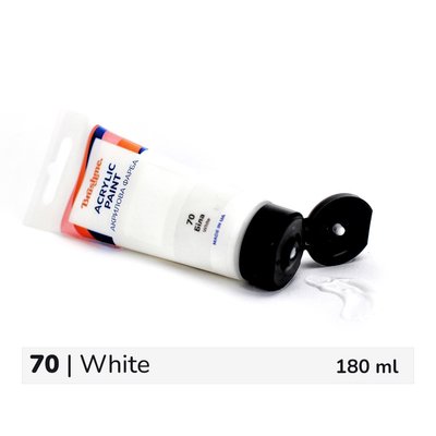 Художня глянсова акрилова фарба BrushMe колір "Біла" 180 мл TBA180070 фото 1