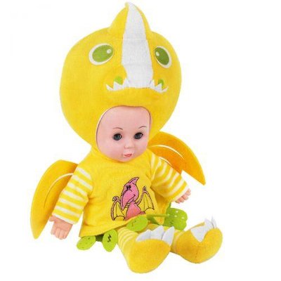 Мягкая интерактивная кукла в тематическом наряде "Lovely Doll: Птеродактиль" 40 см желтая CY2001S фото 1