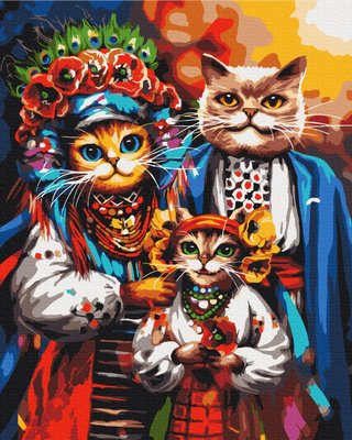 Картина за номерами BrushMe серії Патріот "Сім'я котиків-козаків ©Маріанна Пащук" 40х50см BS53690 фото 1