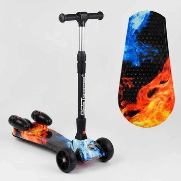 Дитячий самокат з турбінами складаний Best Scooter MAXI | 3 PU колеса 120х40 | музика дим | 83237 фото 1