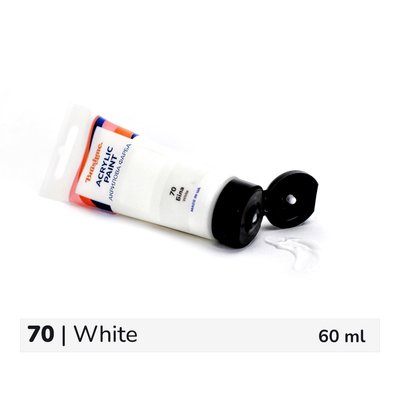 Художня глянсова акрилова фарба BrushMe колір "Біла" 60 мл TBA60070 фото 1