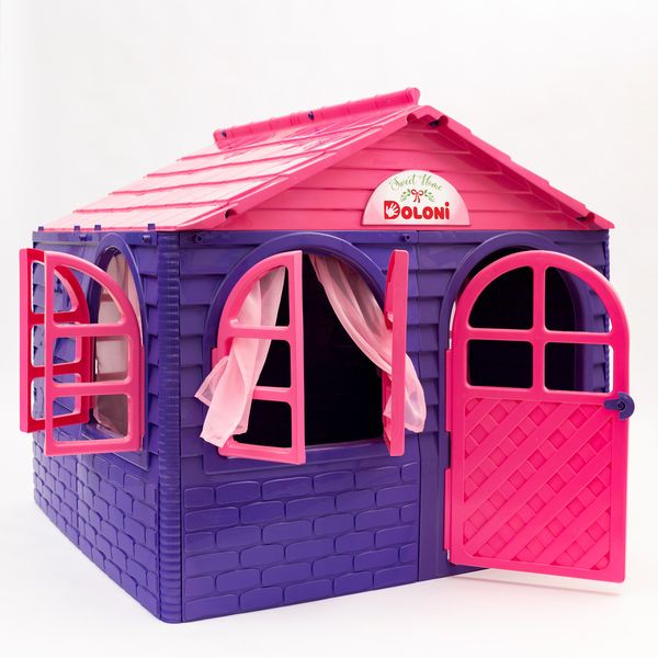 Пластиковий дитячий ігровий будиночок Doloni з вікнами та дверима 130х130х120 см фіолетовий з рожевим 02550/1 фото 2