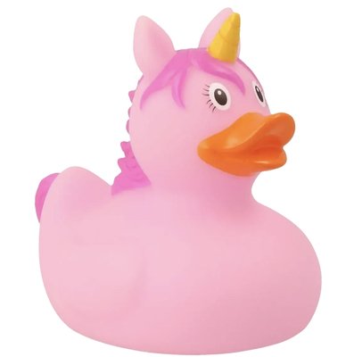 Стильна тематична гумова качечка FunnyDucks "Рожевий єдиноріг" (L2042) фото 1