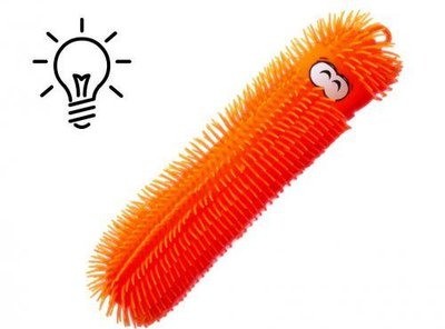 Антистрес-тягучка "Гусениця" зі світлом 48 см помаранчева SV116 фото 1
