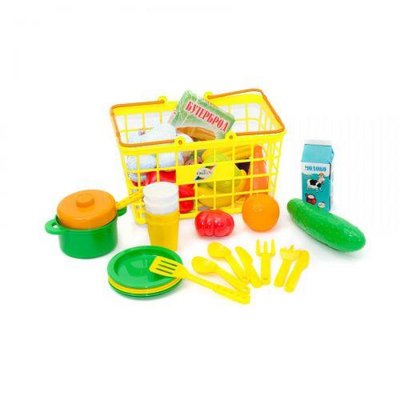 Дитячий іграшковий кошик Оріон з продуктами та посудом Пікнік 37 елементів синій 379 в.4 фото 1