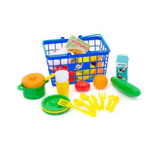 Дитячий іграшковий кошик Оріон з продуктами та посудом Пікнік 37 елементів синій 379 в.4 фото 3