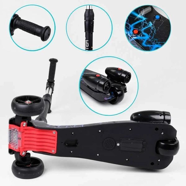 Дитячий самокат з турбінами складаний Best Scooter MAXI | 3 PU колеса 120х40 | музика дим | 94666 фото 5