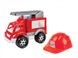 Игрушечная пожарная машина с подъёмником ТехноК Малыш-Пожарник 35 см красная 3978 фото 1