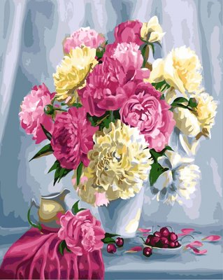Картина по номерам Rainbow Art "Розовые пионы и вишни" 40х50 см GX26464-RA фото 1