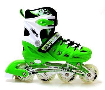 Раздвижные ролики для подростка 38-41 Scale Sports Green с подсветкой переднего колеса фото 1