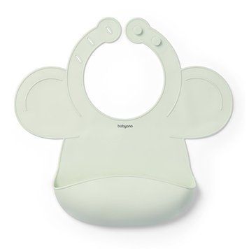 Дитячий нагрудник силіконовий для харчування 6м+ Babyono з застібкою 30x28 см зелений фото 1