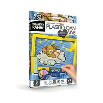 Вышивка на пластиковой канве с багетной рамкой Danko Toys Plastic Canvas: Мышонок PC-01-09 фото 1