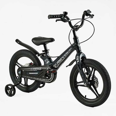 Велосипед дитячий двоколісний 16" CORSO Revolt магнієва рама доп колеса на 5-7 років чорний MG-16301 фото 1