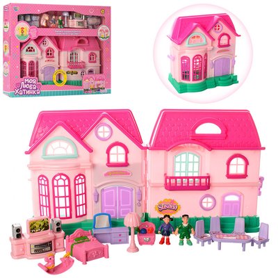 Музичний інтерактивний ляльковий будиночок з ігровими фігурками Моя Люба Хатинка рожевий фото 1
