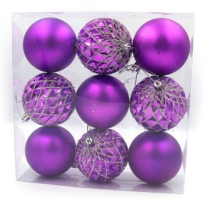 Набор елочных шаров фиолетовых "Christmas" D8cm 9шт PVC 0899DSCN фото 1