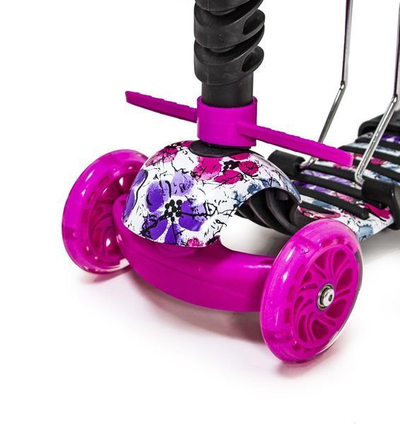 Детский самокат - трансформер 6 в 1 с подсветкой и бортиком Scooter Божья коровка Маки фото 3
