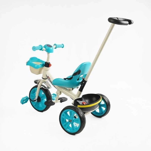 Детский трехколесный велосипед 10" Best Trike колеса EVA стальная рама световые и звуковые эффекты голубой с бежевым укр BS-70815 фото 3