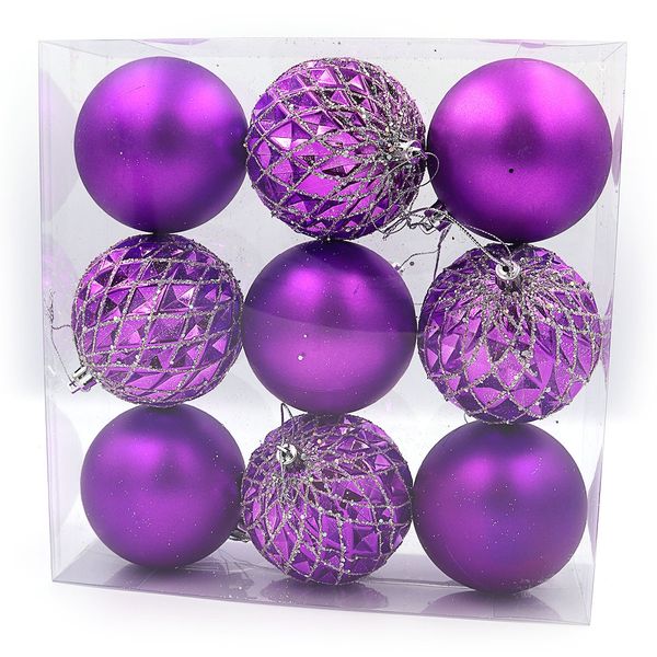 Набір ялинкових кульок фіолетових "Christmas" D8cm 9шт PVC 0899DSCN фото 1