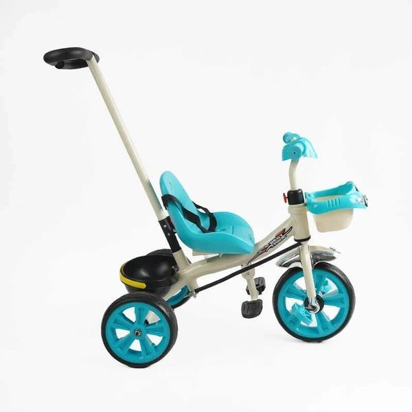 Детский трехколесный велосипед 10" Best Trike колеса EVA стальная рама световые и звуковые эффекты голубой с бежевым укр BS-70815 фото 2