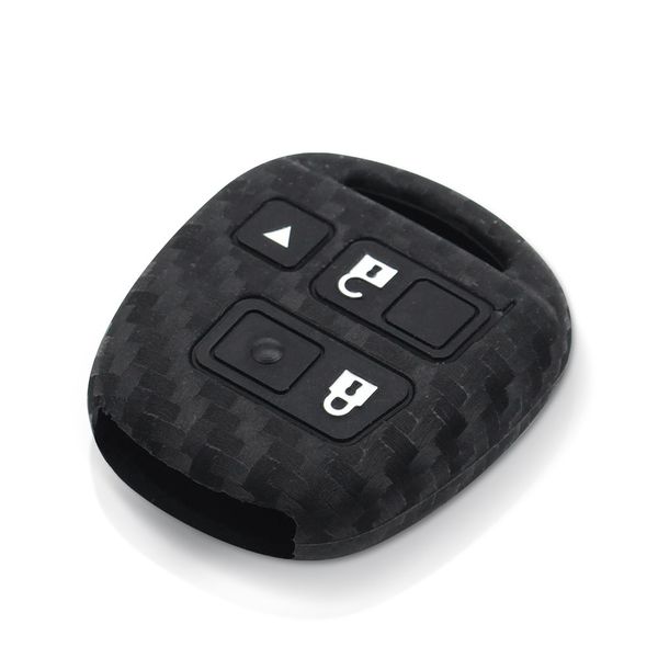 Силиконовый чехол для автомобильного ключа Toyota (Тойота) черный карбон фото 3
