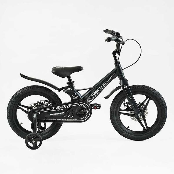 Велосипед дитячий двоколісний 16" CORSO Revolt магнієва рама доп колеса на 5-7 років чорний MG-16301 фото 2