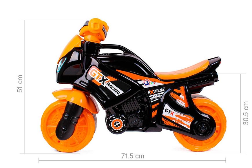 Мотоцикл-каталка ТехноК Черно-оранжевый 5767 фото 4