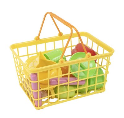 Детская игрушечная корзинка Орион Супермаркет М 12 предметов жёлтая 423 в.2 фото 1