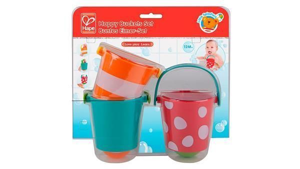 Набір іграшок для ванної Hape Щасливі відерка з функцією водопаду 3 шт E0205 фото 10