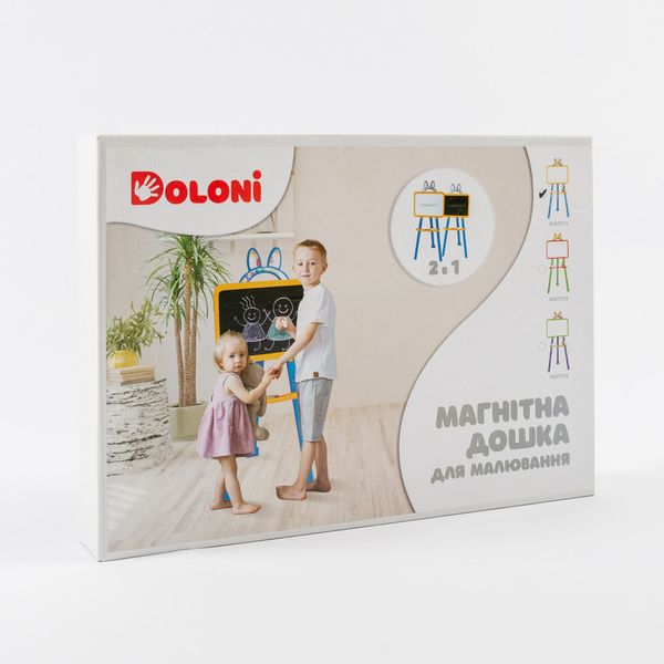 Детский мольберт для рисования Doloni 110-130 с аксессуарами желто-голубой 013777/1 фото 5