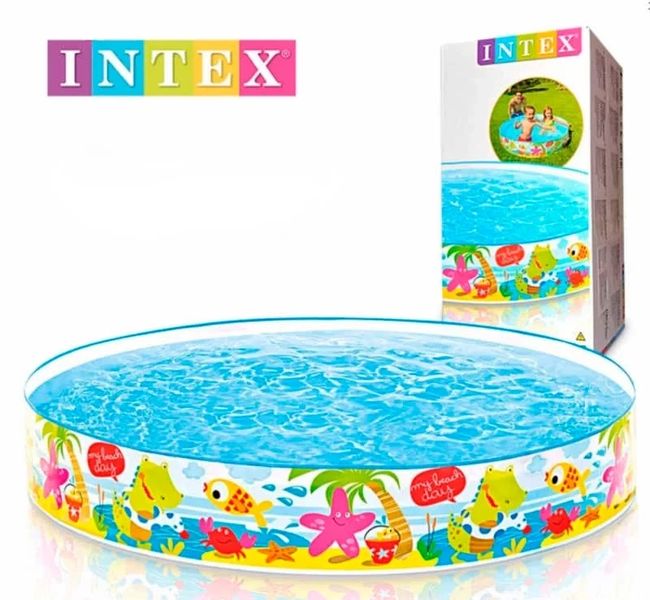 Каркасный бассейн Intex детский игровой Весёлый пляж 152х152х25 см 56451 фото 2