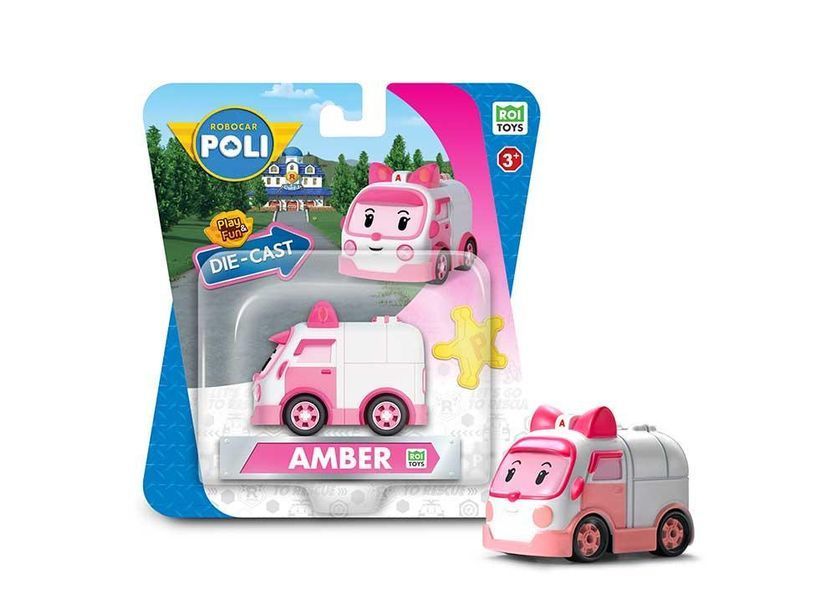 Колекційна металева машинка Robocar POLI Робокар Ембер 7 см фото 2