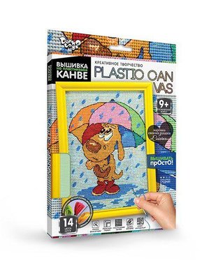 Вишивка на пластиковій канві із багетною рамкою Danko Toys Plastic Canvas: Дощовий день PC-01-04 фото 1