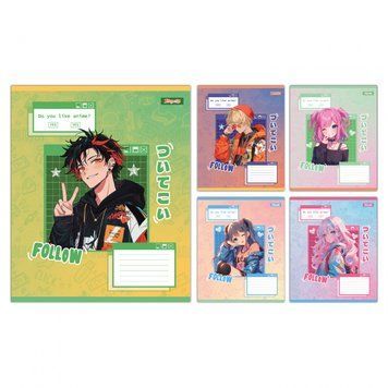 Набір учнівських зошитів 1 Вересня Follow Anime формат А5, 18 арк. в лінійку 25 шт. 768123 фото 1