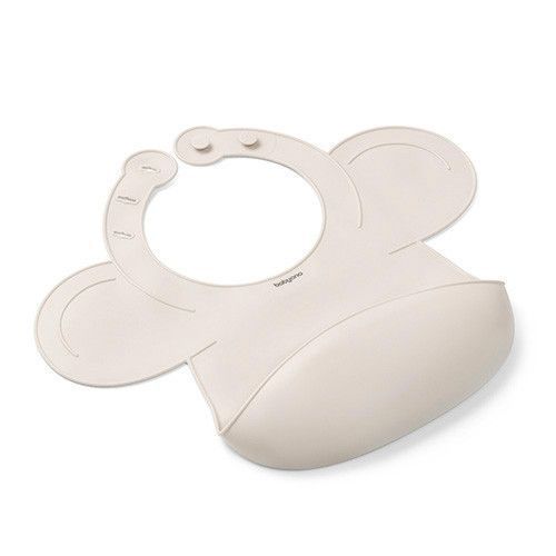 Детский нагрудник силиконовый для кормления 6м+ Babyono с застёжкой 30x28 см бежевый фото 5
