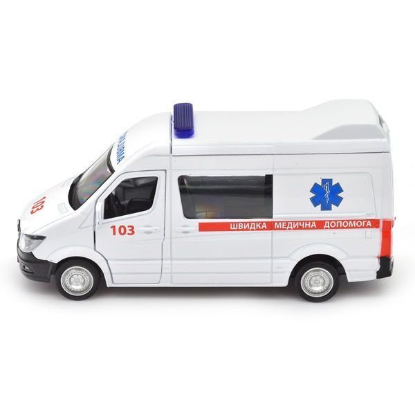 Машинка скорой помощи TechnoDrive Mercedes-Benz Sprinter, 1:32, белый фото 4