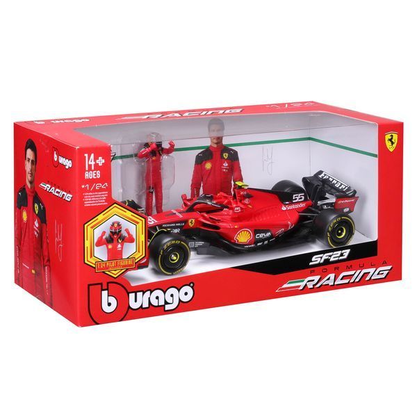 Колекційна модель Bburago Формула 1 Ferrari SF-23, з фігуркою, масштаб 1:24, червоний 18-26809 фото 8
